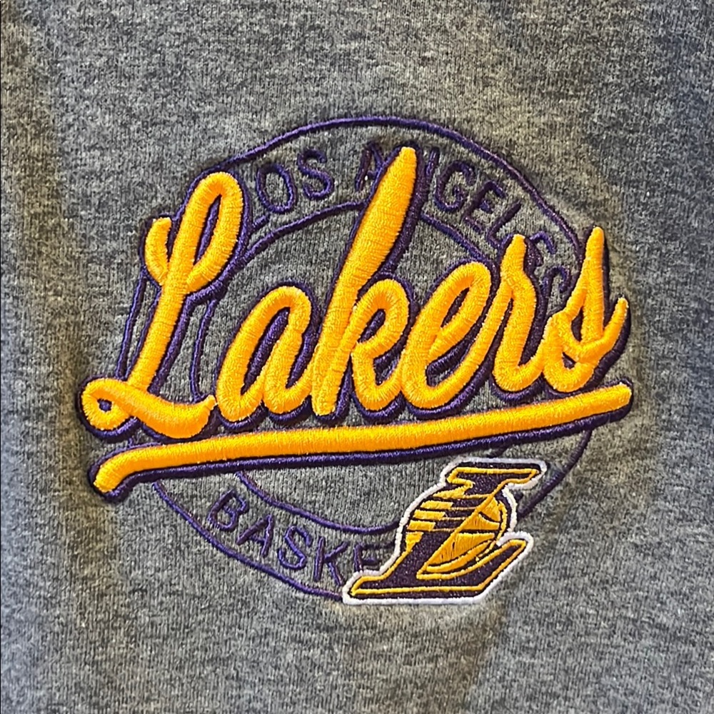 New Era Gray Los Angeles Lakers NBA Quarter Zip Pullover Sweatshirt - Picture 4 of 5